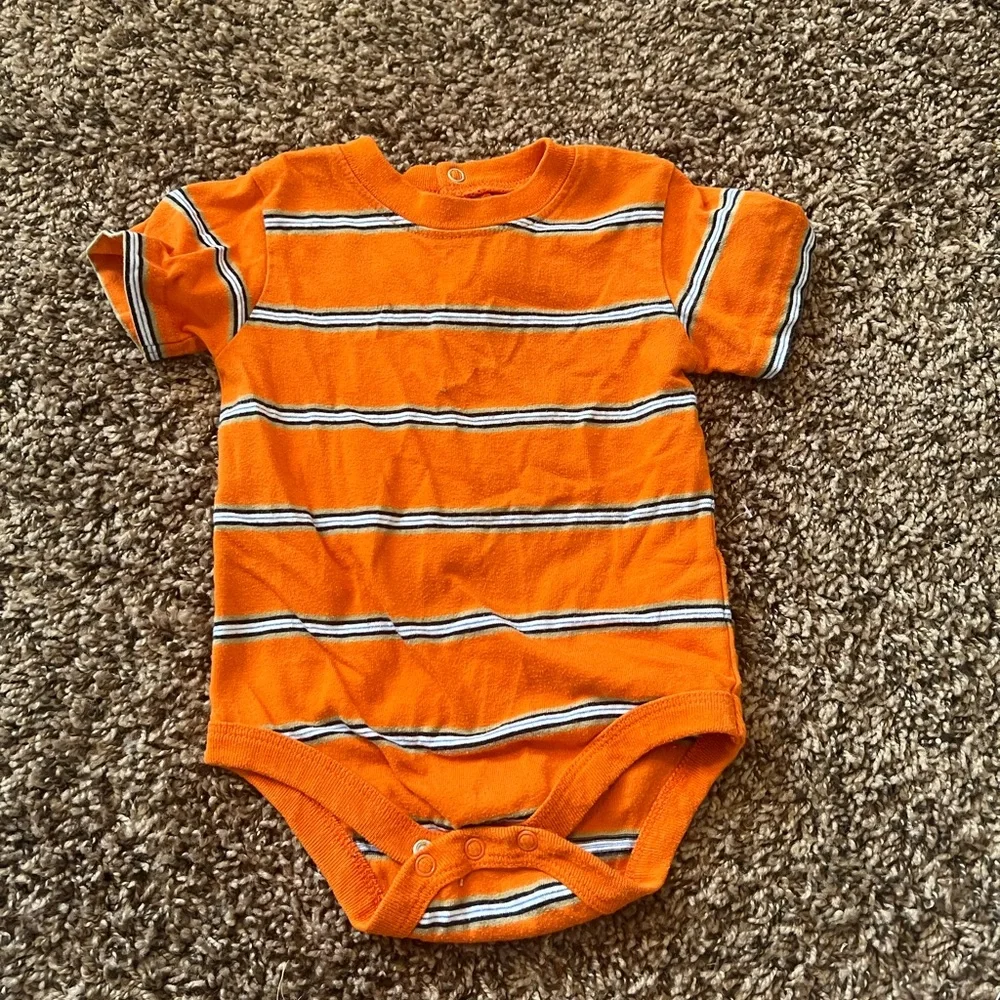 Orange striped onesie